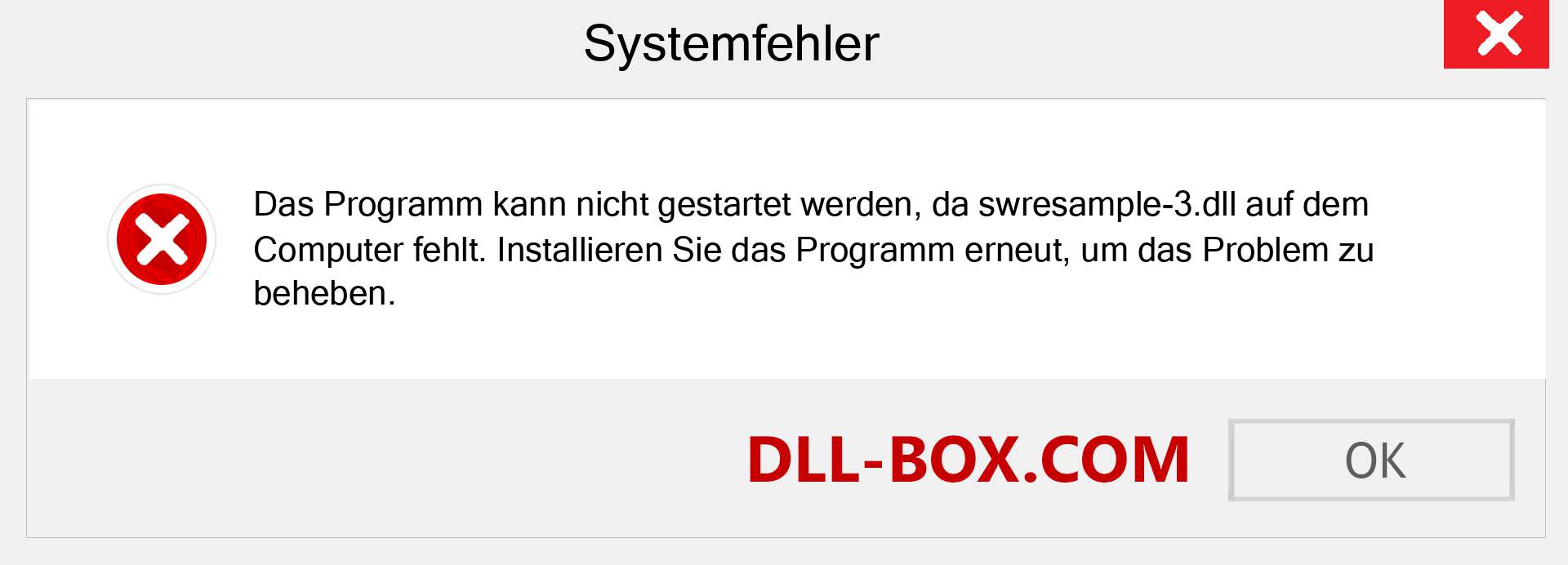 swresample-3.dll-Datei fehlt?. Download für Windows 7, 8, 10 - Fix swresample-3 dll Missing Error unter Windows, Fotos, Bildern